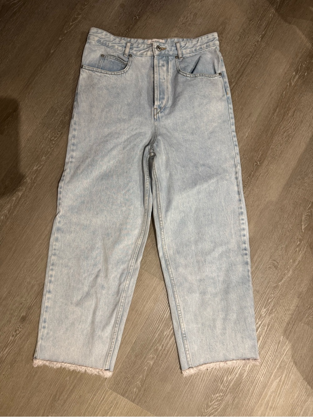 Isabel Marant Etoile High Rise Wide Leg Crop Jeans Light Wash 40 Button Fly